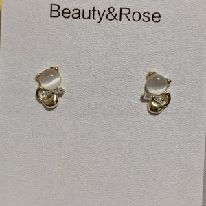 Marble gold cat earrings